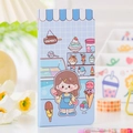 Cute light blue weeks planner featuring ice cream shop illustration and grid pages - Dessert House