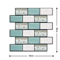 Self-adhesive PVC wall sticker 30x30cm with 3D blue floral tile patterns and white bricks - 2805-Cyan Floral
