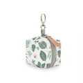 Waterproof leather pacifier bag with tropical leaf print and silver metal hook - Leaf