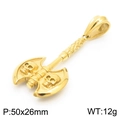Pendaglio a doppia ascia punk dorato con incisione teschio e manico intrecciato, 50x26mm - Oro (Senza catena)