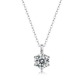 Elegant 925 sterling silver necklace with a brilliant 1 carat moissanite in six-prong setting - (s925 Silver + Moissanite P12986-6.5/6.5mm) / Chain Length 40cm + 5cm (extension Chain)