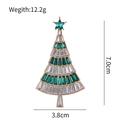 Elegant gold Christmas tree brooch with green crystals and stars for holiday outfits - Green White Baguette Stone Gold Base (A052-B)