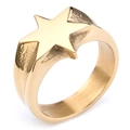 Anillo vintage de acero inoxidable dorado con estrella y banda ancha pulida - US 7 / Dorado