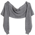 Flat lay macro view of the grey knitted texture and sleeve detail of the shawl cardigan - 08# Upgraded Grey / 220x35CM