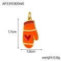 Macro view of orange and red enamel glove charm with white polka dots and heart detail - AP33959D0W0-Orange Red Glove
