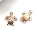 Ciondoli a tartaruga marina in oro rosa per gioielli fai-da-te con dettagli fronte-retro - Tartaruga di Mare / 7.5x10mm / Oro rosa