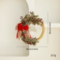 30cm Christmas wreath featuring pine cones, red berries, and a Merry Christmas sign - Pine Needle Red Berry 30cm