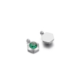 Hexagonal silver charm pendant with vibrant green gemstone inlay and smooth back view - 6mm / Hexagon Steel Green