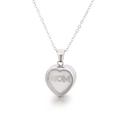 Silver stainless steel heart locket necklace with birthstone and MOM lettering - Steel June (KN226783-K)