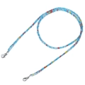 Colorful beaded lanyard with blue, red, and yellow beads and silver lobster clasps - Blue Red Yellow