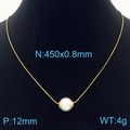 Minimalistische goldene Schlangenkette mit 12mm Perlenanhänger für Damen - Gold-12mm Perle (KN236531-HR)