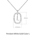 Collana con ciondolo lettera L in argento 925 e zirconi cubici colore argento - Stile Lettera L con Cornice Ovale Incastonata di Strass / 40-50cm Regolabile / Oro bianco