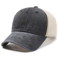 Berretto da baseball vintage lavato antracite e beige con design in rete traspirante - Regolabile / Nero