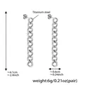 Silver titanium steel Cuban link chain drop earrings for a minimalist street style - Chain Tassel Style / Steel