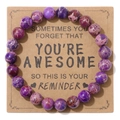 8mm natural purple amethyst stone bead bracelet on a motivational message card - Purple Imperial Stone