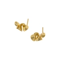 Minimalist S925 sterling silver ruffled ear studs in matte golden finish for women - 18K Gold