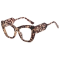 Stylish cat-eye tortoiseshell sunglasses with exaggerated frames and geometric temples - Bean Flower Frame Clear Lens