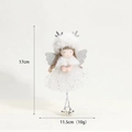 White plush Christmas angel hanging ornament with silver wings and bells, 17cm height - White Silver Antler Angel Hanging (2023C-3)