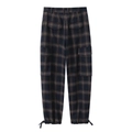 Women's plaid cargo pants in navy blue with side pockets and drawstring hem details - XS / Pants