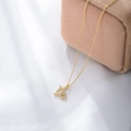 S925 sterling silver Capricorn zodiac necklace with clear crystals in golden finish - Capricorn Gold Plated