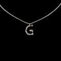 Silver letter G necklace with colorful zircon stones in a minimalist chic style - Letter G / Silver