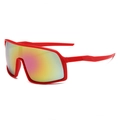 Unisex sports cycling sunglasses with red frame and rainbow reflective polarized lenses - Red Frame Rainbow Lens
