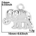 Dettaglio del ciondolo a elefante argento con misure di 14mm di altezza e 16mm di larghezza - Solo Ciondolo / Tonalità Argento (Solo Ciondolo)