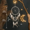 Ins style dream catcher wall hanging with white feathers and two woven rings - White Large