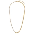 Collana a catena cubana in acciaio inossidabile dorato con zirconi bianchi lucidi - Collana