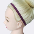 Slim purple silicone yoga headband for sports and running shown on model head - Dark Purple