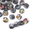 Square iridescent glass beads with rainbow gradient finish for DIY jewelry making - Gradient Multicolor 1
