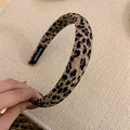 Detail of handmade leopard print headband with inner hand made label and plush texture - Light Leopard Headband (2cm)