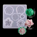 Silicone mold for DIY resin lotus and lily pad jewelry pendants with 7x7x1.5cm base - 2# Lotus Leaf-Transparent