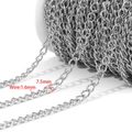 DIY stainless steel silver curb chain with 1.6mm wire diameter and 7.5mm outer diameter - Steel Color (1.6mm Wire 7.5mm Wide Curb Star Chain)