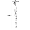 Silver stainless steel belly ring featuring five graduated heart-shaped cubic zirconia - 0188-6# Five Hearts Long Tassel Style / Silver