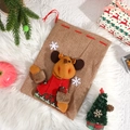 Sac cadeau de Noël en toile avec renne en peluche 3D et décor de flocon de neige - Style Renne 3D