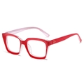 Retro oversized vierkant rood en transparant brilmontuur met gouden klinknagels - Rood/Wit