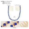 Detailed size specifications for the blue rhinestone hair comb with golden chain - Gold+Blue Zirconia