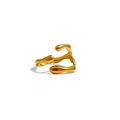 Modern gold irregular streamline adjustable ring with a liquid lava metal design - Geometric Style (XKR0104) / Gold