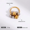 Minimalist stainless steel ring featuring alternating gold and silver geometric beads - Large Cluster / Gold and Silver Two-tone