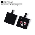 Pink velvet jewelry pouch with snap button for organizing elegant necklaces and earrings - Jewelry Liner Card / 5.5*5.5cm / Black