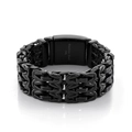 Men's hip-hop V-shaped woven chain bracelet in black 316L stainless steel finish - 23mm / Black
