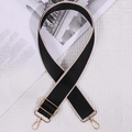 Adjustable wide canvas shoulder strap in black and beige with gold metal lobster clasps - Black