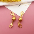 Set of two golden magnetic necklace clasps with lobster claws for DIY jewelry making - Gold Smooth Ball Magnetic Clasp / 8x41mm
