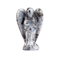 Carved labradorite angel statue with natural blue flash effect on white background - 1.5 Inch / Larvikite