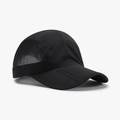 Foldable black mesh baseball cap with quick-dry fabric and breathable side panels - Adjustable / Black