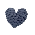 Hand-knotted heart-shaped throw pillow in dark blue-grey chunky core-spun yarn - Dark Gray