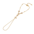 Golden butterfly ring bracelet with shell texture charms and delicate chain - White Butterfly Mother of Pearl Style (1#)