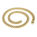 Macro view of golden Cuban link necklace with polished metal rings and lobster clasp - 10mm Gold Necklace