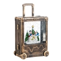 Lanterna natalizia vintage a forma di valigia con globo di neve e famiglia di pupazzi - Famiglia di Pupazzi di Neve / Bronzo Vintage